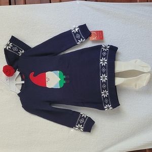 Christmas sweater dress set, Size 24 months.